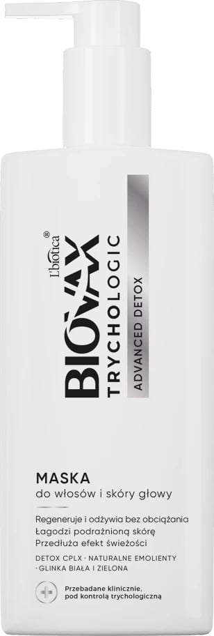 Maskë për flokë dhe skalp BIOVAX Trychologic Advanced Detox për femra, 200ml