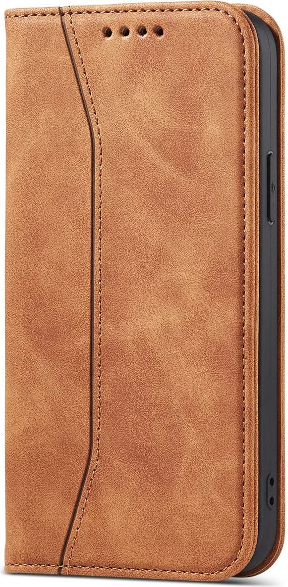 Mbështjellës Hurtel Magnet Fancy Case për iPhone 12 Pro Max, me portofol dhe mbajtëse, Kafe