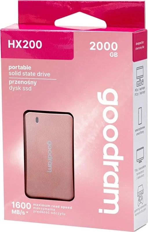 SSD i jashtëm Goodram HX200, 2 TB, USB Type-C, Rose gold