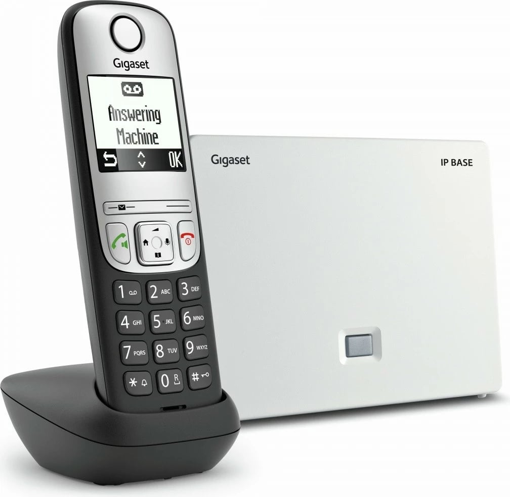 Telefon pa tela VoIP Gigaset A690A IP Base, i zi/bardhë, me stacion bazë