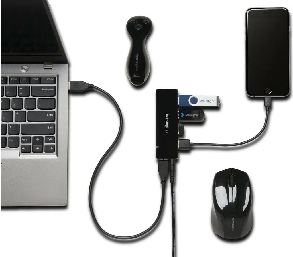 USB Hub Kensington 4 porta, USB 3.0, 5Gbps, i zi