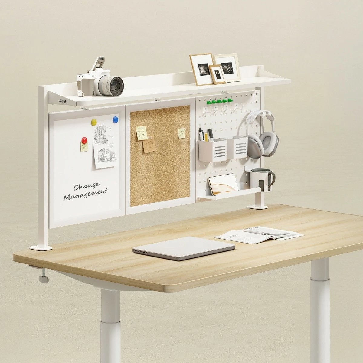 Ndarës tavoline Ergo Office ER-300W, i bardhë, me aksesorë organizues
