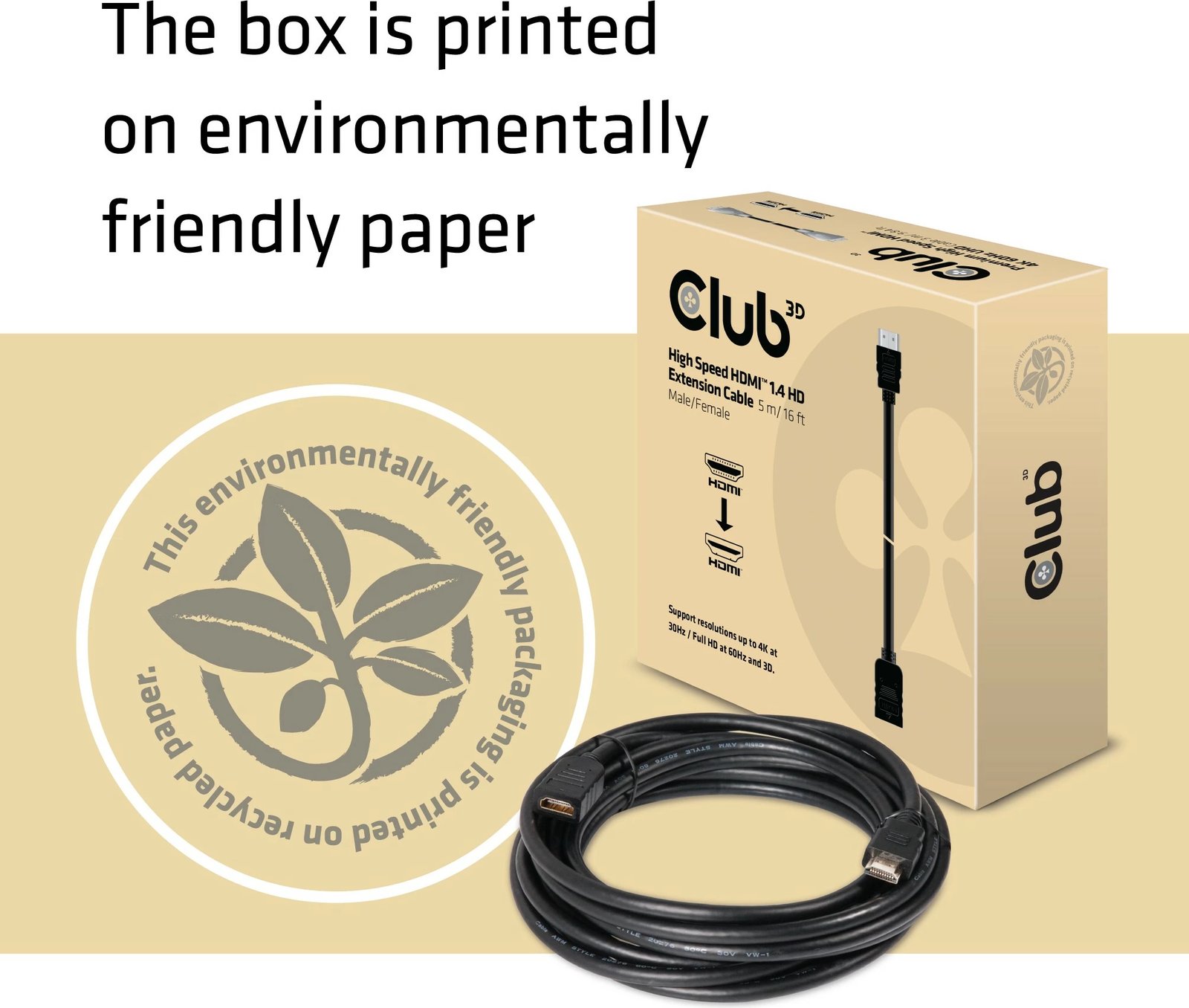 Kabllo HDMI zgjatues Club3D 5m, gold plated, e zezë