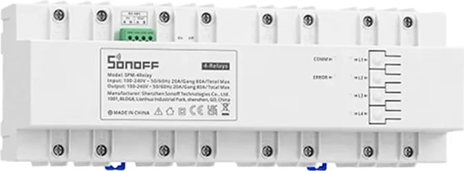 Switch i mençur Sonoff SPM-4Relay, 4x20A, WiFi, i bardhë