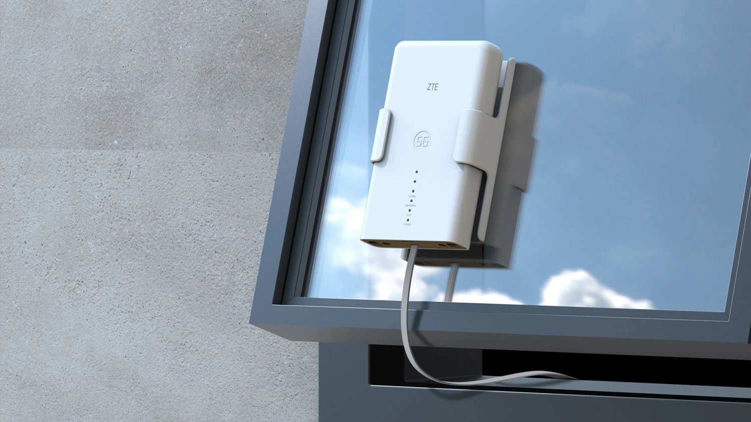 Router ZTE MC889 ODU 5G me komplet për montim në dritare, i bardhë