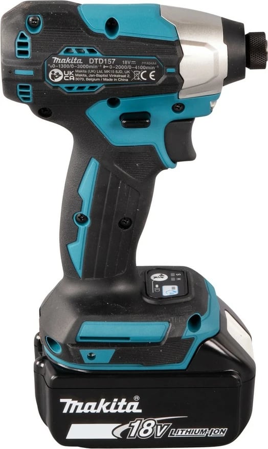 Çelës goditës Makita DTD157Z, brushless, 18V, 1/4", 3000 RPM, zi/gjelbër