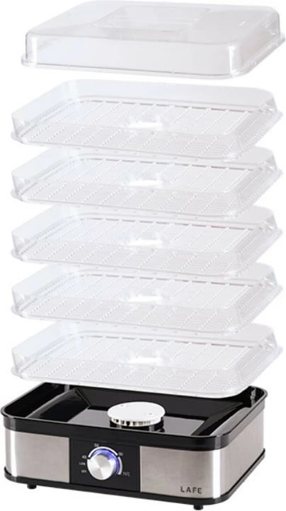 Tharëse ushqimi, Lafe, LAFPAR47689, 250 W, 5 tabaka, mbrojtje nga mbinxehja, e zezë/çelik