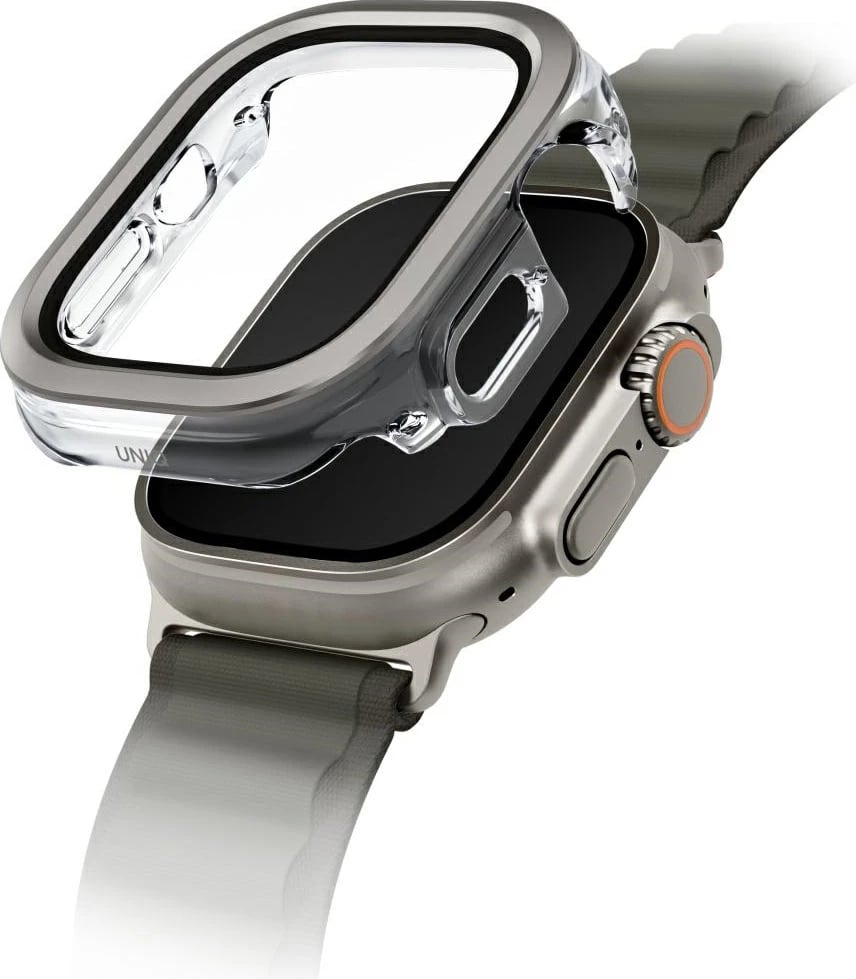 Mbështjellës UNIQ Voute për Apple Watch Ultra 49mm, xham i temperuar, argjend