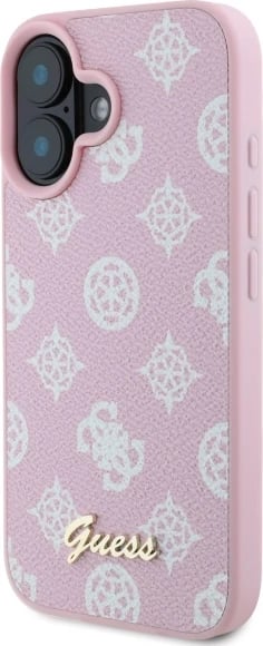Mbështjellës Guess Peony Script MagSafe për iPhone 16, Rozë