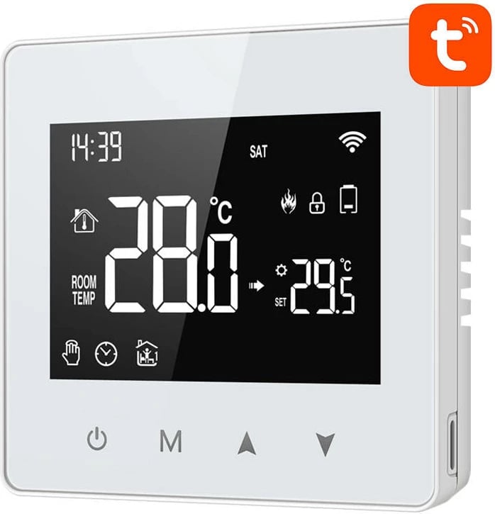 Termostat i mençur Avatto WT198, WiFi, Tuya Smart Life, i bardhë