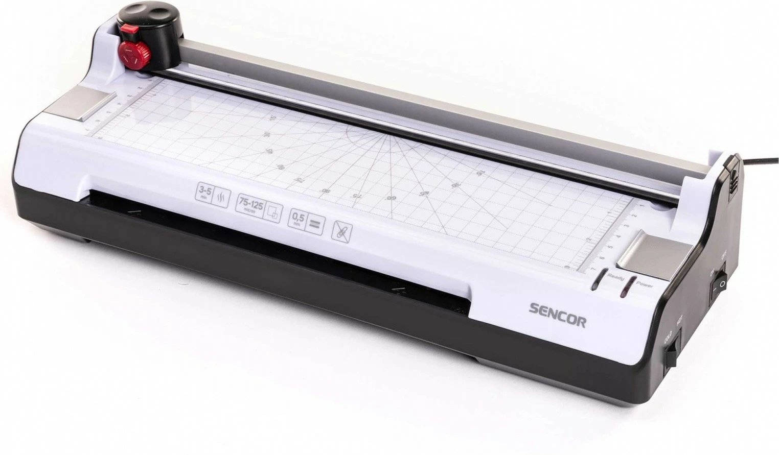 Laminator 2‑në‑1 Sencor SLA 230 A4, folje 2x75–2x125 µm, laminim i nxehtë/ftohtë, me gilotinë, grafit/bardhë