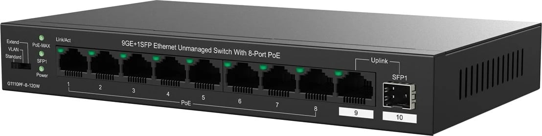 Switch Tenda TEG1110PF-8-120W, 8 porta Gigabit, PoE, i zi