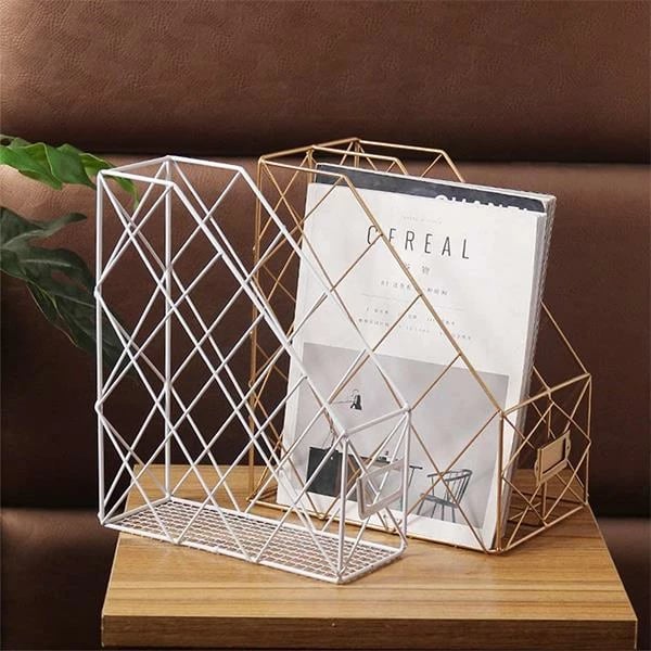 Mbajtës reviste metalik NEXT, 2 ndarje, H30x25x16cm, Ari