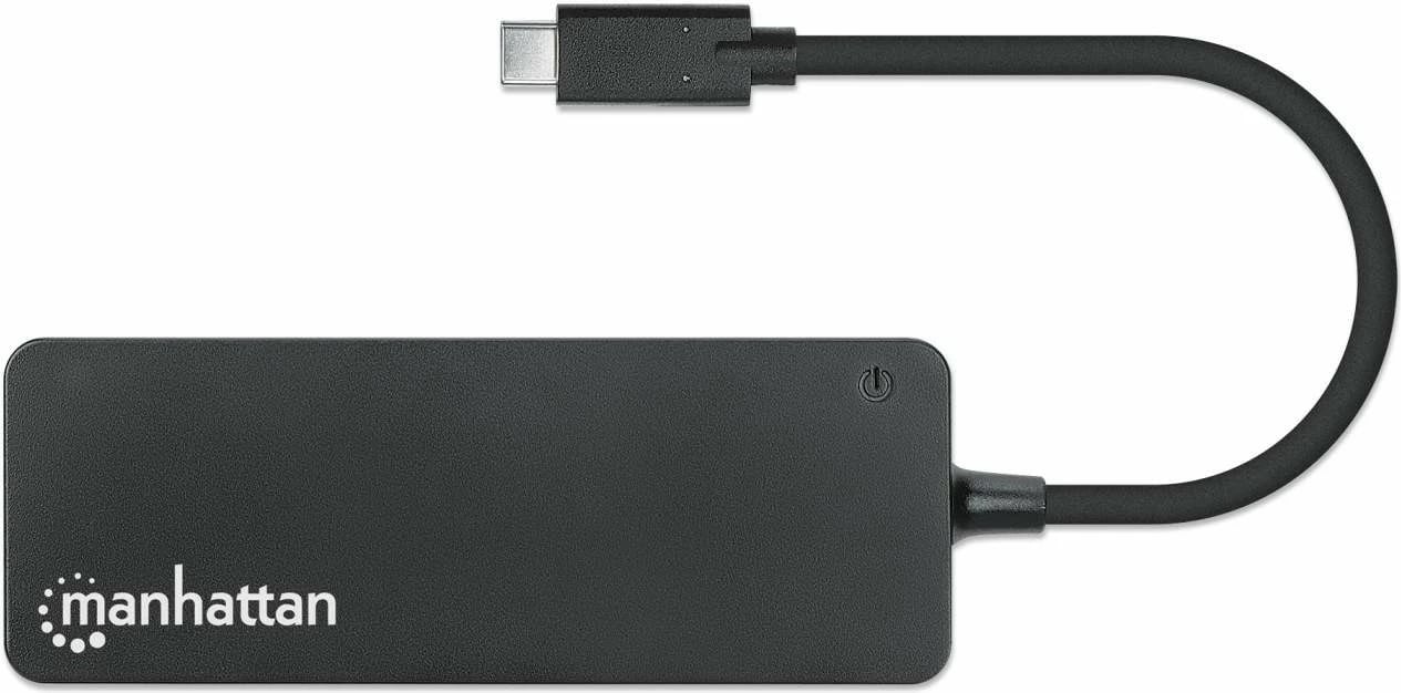 USB hub MANHATTAN 7 porta, USB-C në USB-A, 5 Gbit/s, zi