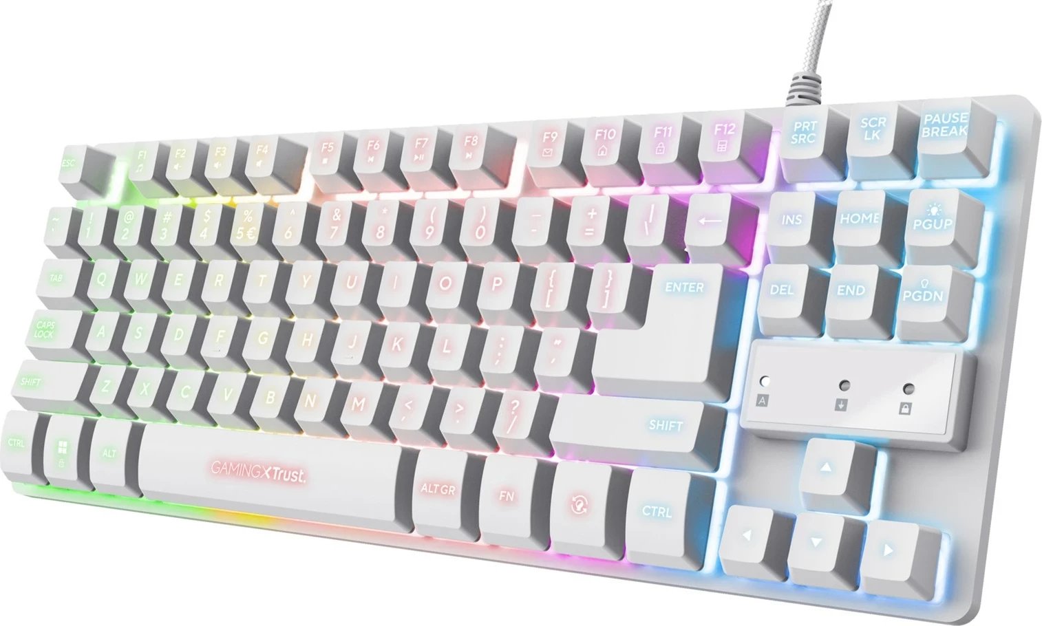 Tastierë gaming Trust GXT 833W Thado, USB, QWERTY, Anglisht, e bardhë