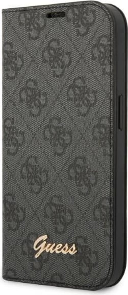 Mbështjellës Guess Bookcase 4G Vintage Gold Logo për iPhone 14, 6.1", e zezë