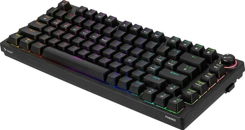 Tastierë mekanike wireless Savio Phenix, Gateron Red Pro, 82 taste, RGB, e zezë