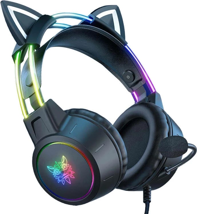 Kufje gaming ONIKUMA X15 PRO me veshë maceje, RGB, me mikrofon, e zezë