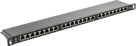 Patch panel Lanberg PPS6-0024-B, metal, e zezë