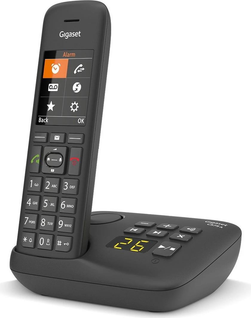 Telefon pa tela Gigaset C575A, DECT, me përgjigjës automatik, 200 kontakte, i zi