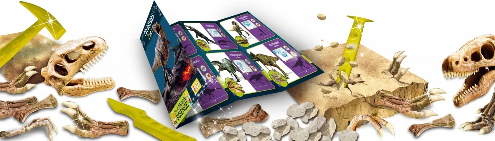 Set edukativ Lisciani I'm Genius Predators 2-in-1, skelete dinozaurësh, për fëmijë, pa bateri