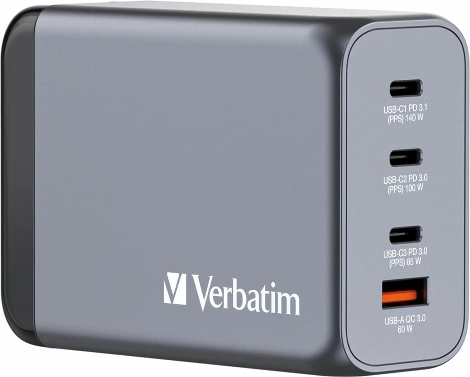 Karikues rrjeti Verbatim GNC-240 GaN, 240W, 3x USB-C PD, 1x USB-A QC 3.0, hiri