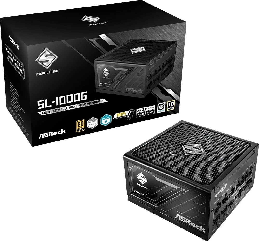 Kasë furnizimi ASRock SL-1000G, 1000W, 80 PLUS Gold, Modular, e zezë