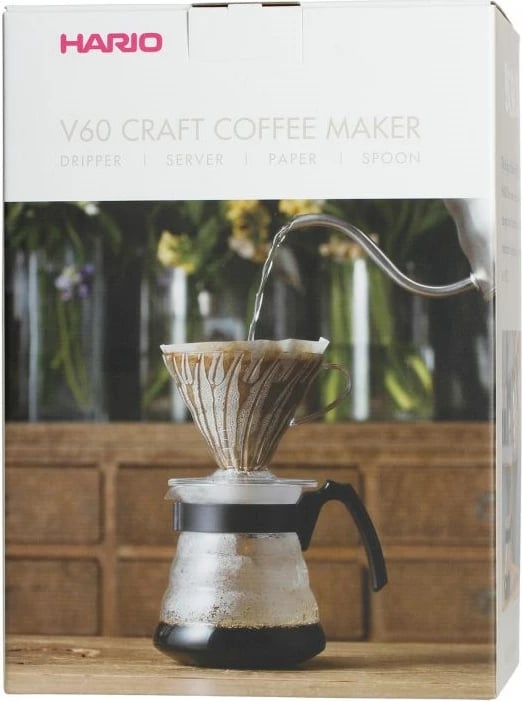 Set për kafe HARIO V60, manual, 0.6 L, i zi