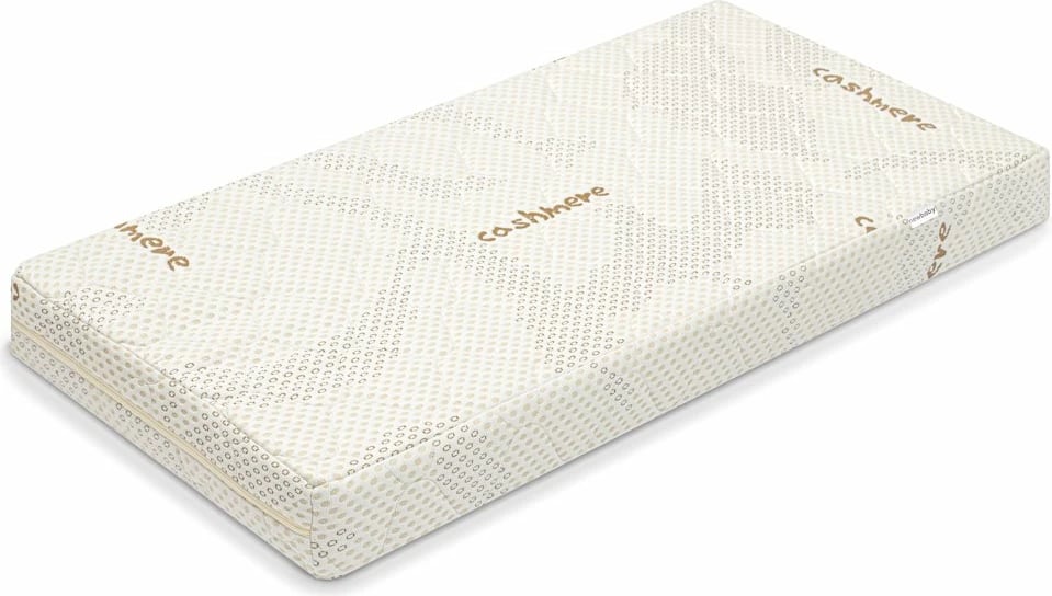 Dyshek fëmijësh, New Baby, CLASSY, 120x60x11 cm, VISCO memory foam + shkumë poliuretani, mbulesë kashmir, i dyanshëm, i bardhë