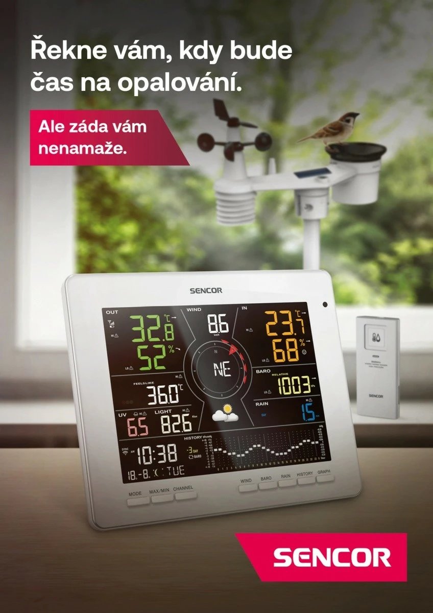Stacion moti SMART Sencor SWS 16600 WiFi SH, me sensor 7-në-1 dhe TH, i bardhë