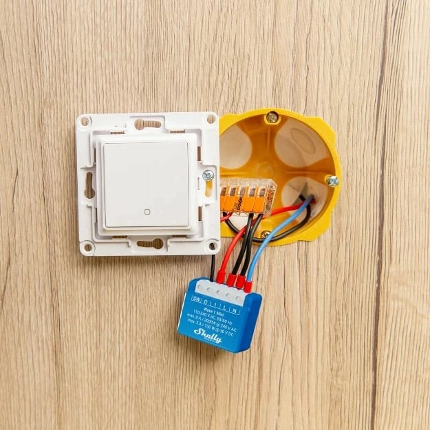 Smart switch Shelly Qubino Wave 1 Mini, Wireless, 25 dBmW, 868.4 MHz, Plastikë, Mat