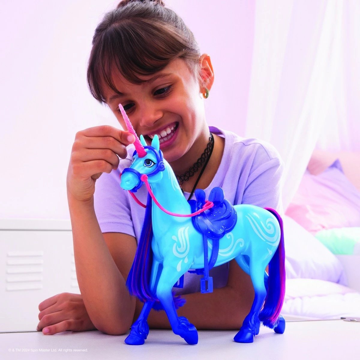 Figurinë njëbrirësh Spin Master Unicorn Academy Wirek, 27 cm, plastikë, Azure/Blue