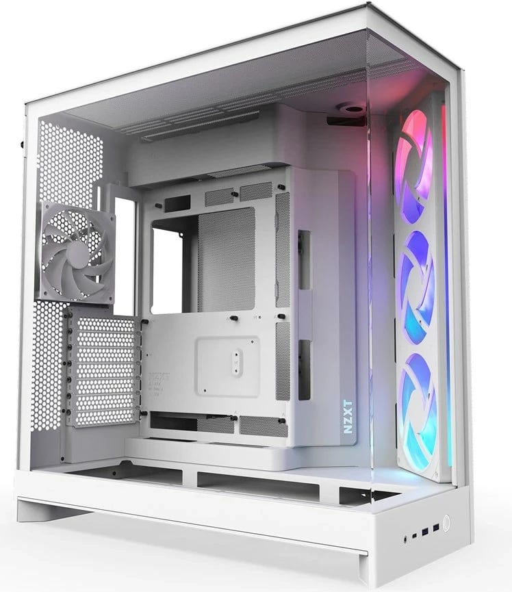 Kasë NZXT H9 Flow RGB, midi tower, xham i temperuar, e bardhë