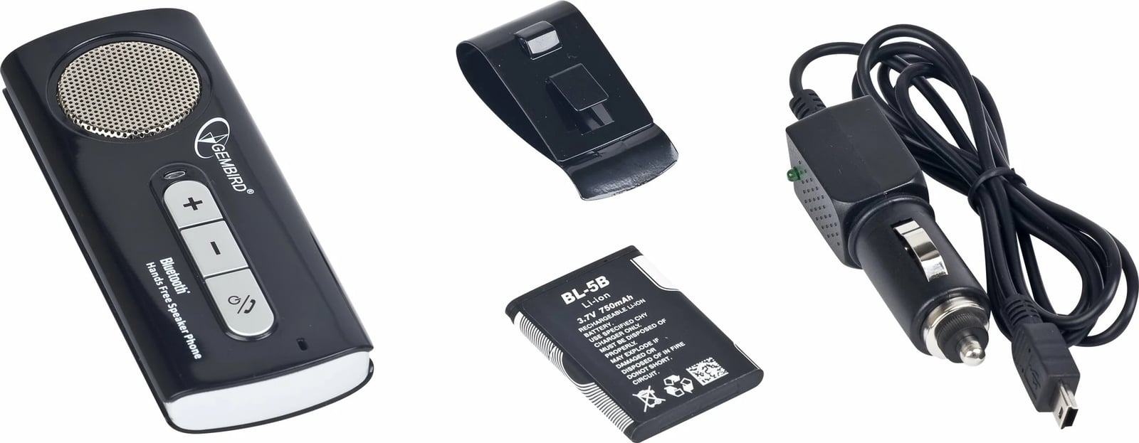 Bluetooth handsfree për veturë Gembird BTCC-002, i zi