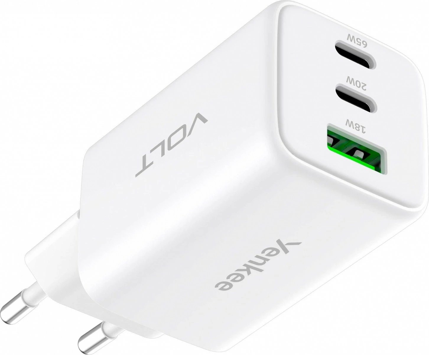 Karikues rrjeti YENKEE YAC G65 VOLT, 65W, 3xUSB, i bardhë