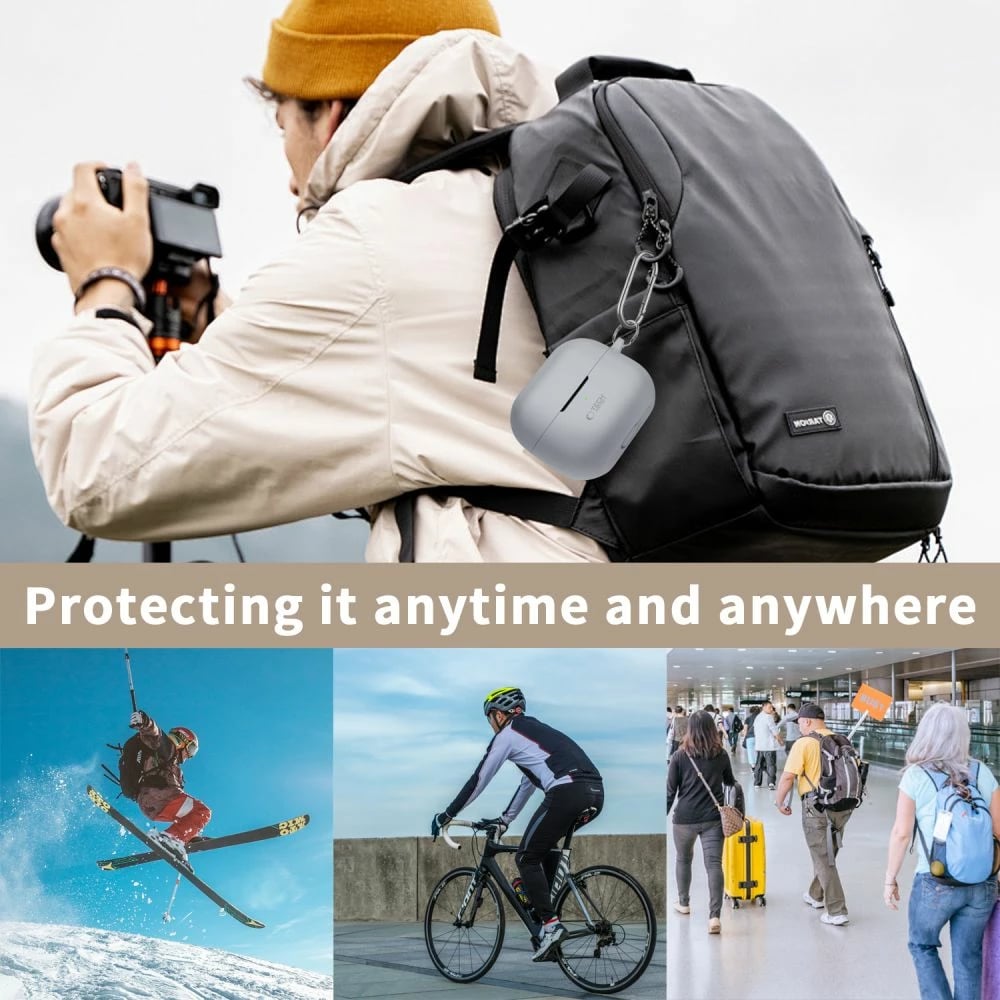 Mbështjellës Tech-Protect për Samsung Galaxy Buds 3 / 3 Pro, silikon, kafe, me karabiner Mbështjellës Tech-Protect për Samsung Galaxy Buds 3 / 3 Pro, silikon, kafe, me karabiner
