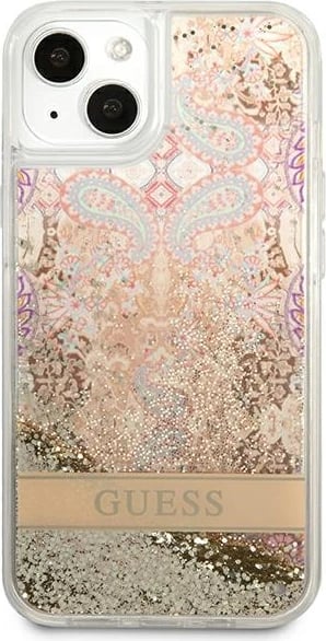 Mbështjellës Guess Paisley Liquid Glitter për iPhone 13 mini 5.4", Gold