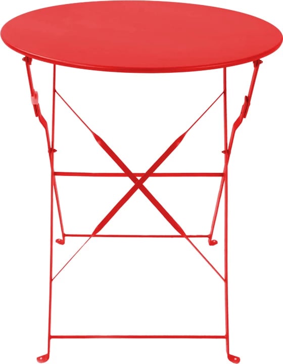 Set bistro 3 pjesë, tavolinë me karrige për terasë, ngjyrë e kuqe, D60x71cm