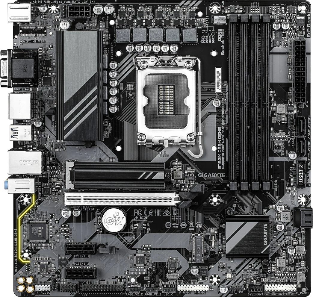 Pllakë amë Gigabyte B760M DS3H GEN5, Socket LGA 1700, DDR5, ATX