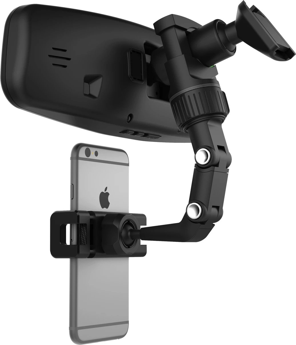 Mbajtës i rregullueshëm për celular Hurtel për pasqyrë të makinës, i zi