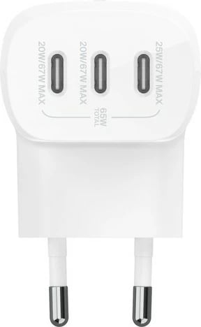 Karikues Belkin WCC002VFWH, 67W, 3 porta USB Type-C, i bardhë