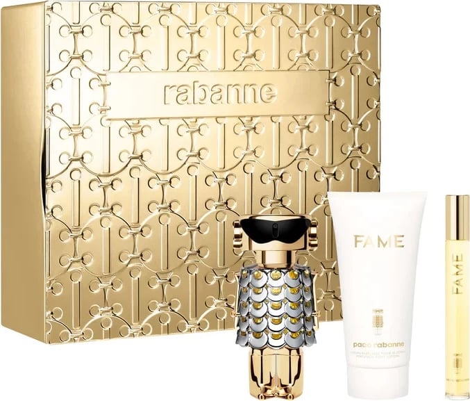 Set Eau de Parfum për femra Paco Rabanne Fame, 50ml + 10ml mini + balsam trupi 75ml