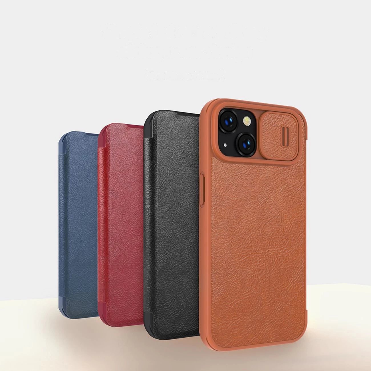 Mbështjellës Nillkin Qin Leather Pro Case për iPhone 14 Plus, me kapak kamere, e zezë