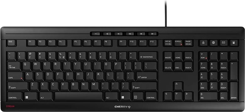 Tastaturë Cherry STREAM, Full-size, Wired, USB, Mekanike, QWERTY, E zezë