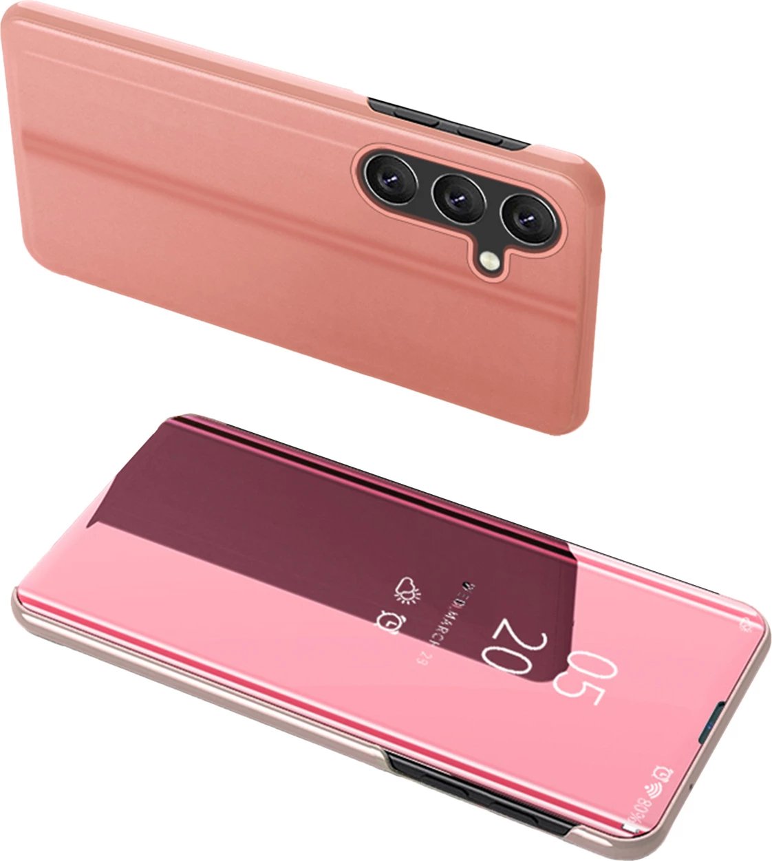 Mbështjellës Hurtel Clear View Case për Samsung Galaxy A24 4G, me kapak, Rozë