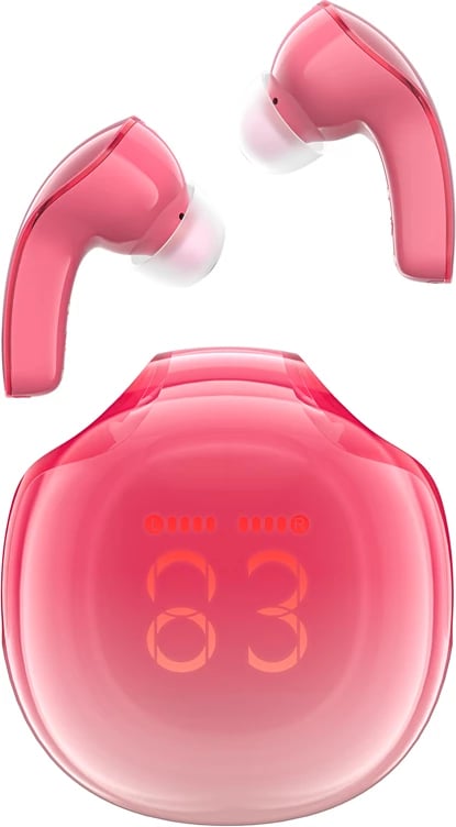 Kufje Acefast T9, wireless, Bluetooth 5.3, me ekran LED, të kuqe