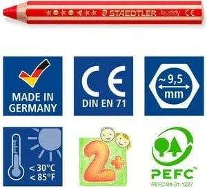 Set lapsa me ngjyra STAEDTLER Noris buddy 140, 6 copa, multikolor, me mprehëse