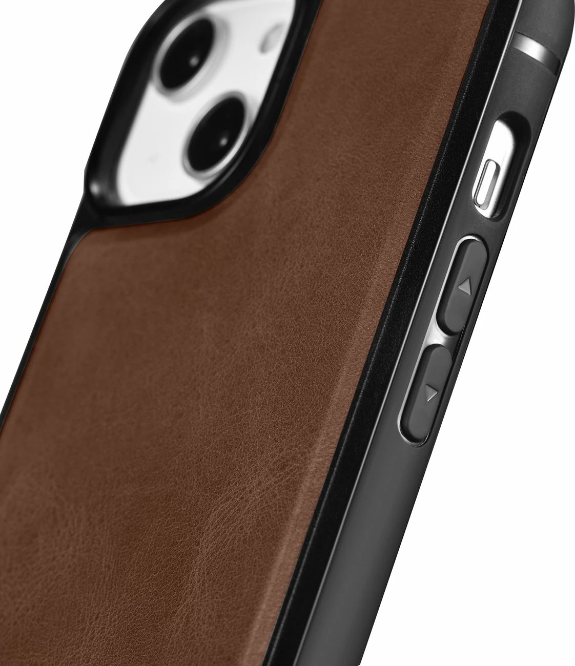 Mbështjellës lëkure iCarer për iPhone 14 Plus, MagSafe, Kafe