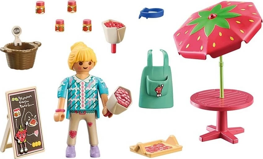 Set figurina Playmobil Country 71445, stall reçeli luleshtrydhe, 26 pjesë