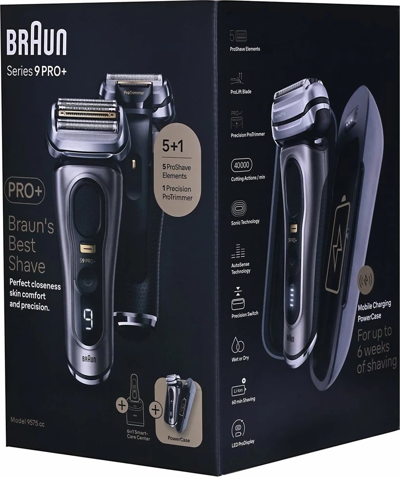 Makinë rroje Braun Series 9 Pro+ 9577cc, Argjendtë Makinë rroje Braun Series 9 Pro+ 9577cc, Argjendtë